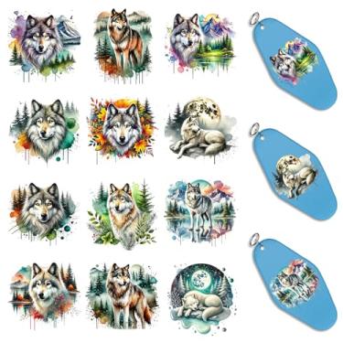 Imagem de XRTHGS Adesivos UV DTF - 24 folhas de adesivos de transferência fria de animais para chaveiros de motel, envoltórios Uvdtf DIY para chaveiro de hotel em branco, esfregar à prova d'água em