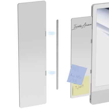 Imagem de Pacote com 2 quadros magnéticos para monitores, quadro de lembretes de mensagens, painel lateral de computador seguro para organização de mesa (branco)