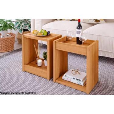 Imagem de Mesa Lateral p/ Sala Guarujá Kit 2 Und Nature - Permóbili