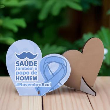 Imagem de Kit 10 Corações MDF Novembro Azul Campanha de Conscientização - R9 Dec