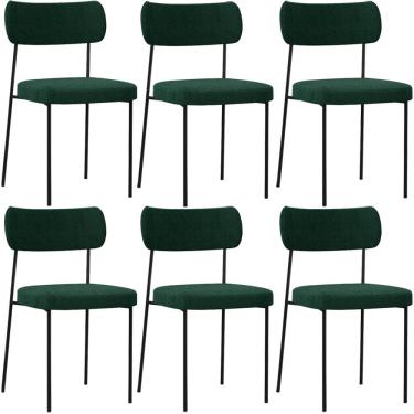 Imagem de Kit 06 Cadeiras Estofadas Para Sala De Jantar Melina L02 Bouclê Verde - Lyam Decor