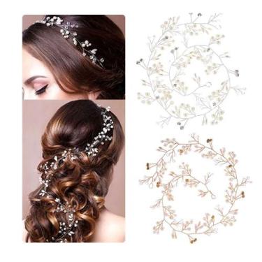 Imagem de Tiara Arranjo Para Cabelo Noiva Pérola Fio Strass Cristal Luxo - Outle