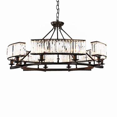 Imagem de RAUGAJ Lustres, Lustre, Lustre de Cristal Redondo de Luxo Vintage Redondo Cristal Pendurado Lâmpada Moderna Luz de Teto de Cristal Americano para Sala de Estar Sala de Jantar Quarto Luminária de Teto