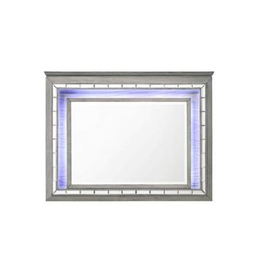 Imagem de Espelho Yardlio 21824 LED cinza claro carvalho 124x94 cm