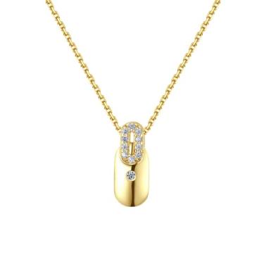 Imagem de EFASHION Colar feminino banhado a ouro 14K 925 prata com pingente de alfabeto de zircão micro-incrustado, Medium, Ouro, Zircônia cúbica