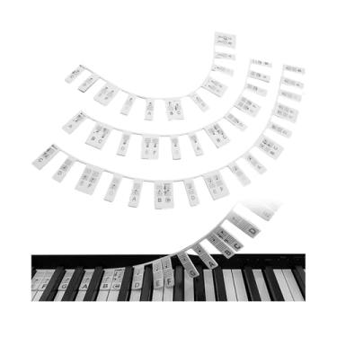 Imagem de Etiquetas de notas de teclado de piano reutilizáveis removíveis pretas clássicas de 88 teclas para aprendizado iniciante com caixa sem necessidade de adesivos