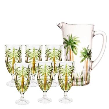 Imagem de Jogo Taças e Jarra Cristal Palm Tree Hanpaint 7pç Wolff