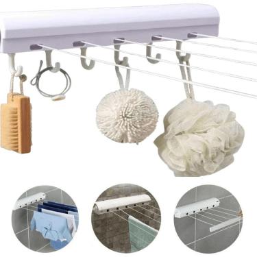 Imagem de Varal Parede Retrátil Automático Secador Recolhivel + 6