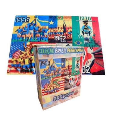 Imagem de Quebra-cabeça Brasil Campeão das Copas de 500 peças em mdf - Coleo Tea