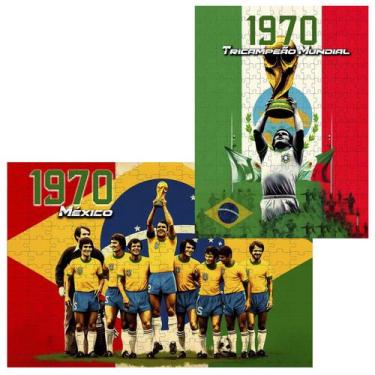 Imagem de Kit 2 Quebra-cabeças 60 peças Coleção Copa México 1970 - Brasil TriCam