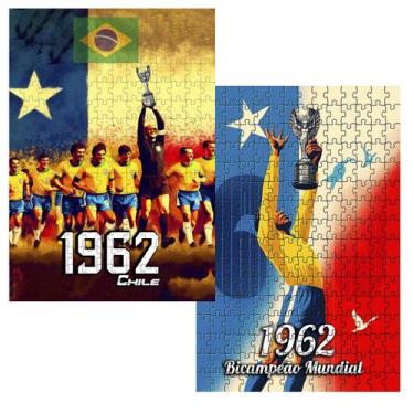 Imagem de Kit 2 Quebra-cabeças 60 peças Coleção Copa Chile 1962 - Brasil BiCampe