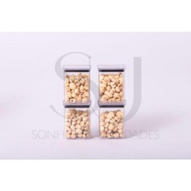 Imagem de kit com 4 peças 450 ML: Pote Hermético Quadrado Empilhável Acrílico Lu