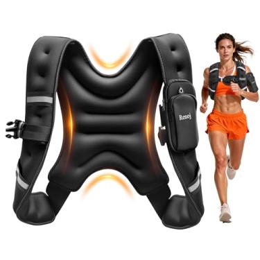 Imagem de Renoj Colete pesado para mulheres e homens: 4,5 kg/5,4 kg/7,3 kg Colete de treinamento com pesos para treino, corrida, caminhada, exercício, fitness, perda de peso, levantamento de peso - com tiras
