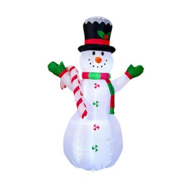 Imagem de UGPLM Boneco de Neve Inflável de 1,20 m para Decoração de Natal ao Ar Livre, Estátua Inflável Grande com Luzes LED Embutidas para Jardim e Gramado.