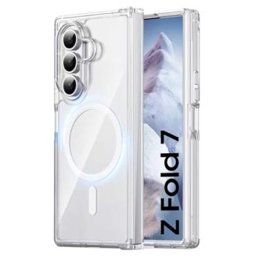 Imagem de Capa transparente para Samsung Z Fold 7, compatível com MagSafe, [sem protetor de tela] [anti-amarelo] Capa protetora fina à prova de choque para Galaxy Z Fold 7 (transparente)