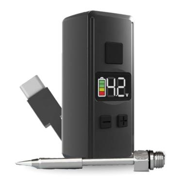 Imagem de Mini caneta de ferro de solda recarregável, com cabo de bateria USB C embutido, tensão ajustável de 1,5 V a 4,2 V, tela de LED, ponta de queimador de rosca removível