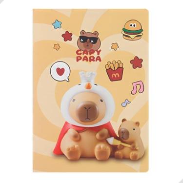 Imagem de Caderno Escolar 25x18cm com Capa Ilustrada Divertida de Capivara | Papel 70g Pautado 32 Folhas | Ideal para Escola, Anotações e Estudos | Material Escolar, Papelaria Fofa Criativa (Capivara Rei)