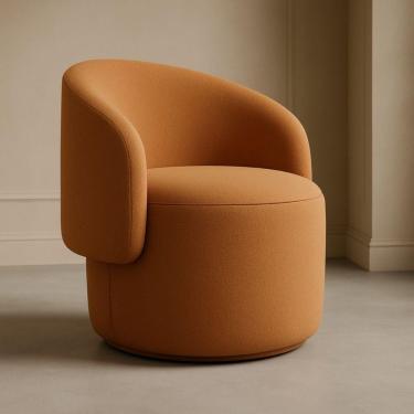 Imagem de Poltrona Orgânica Redonda Para Sala Recepção Liz Confortável Elegante Bouclê