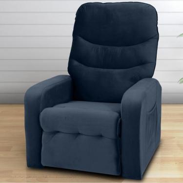 Imagem de Poltrona Reclinável Para Descanso Julia Veludo Azul