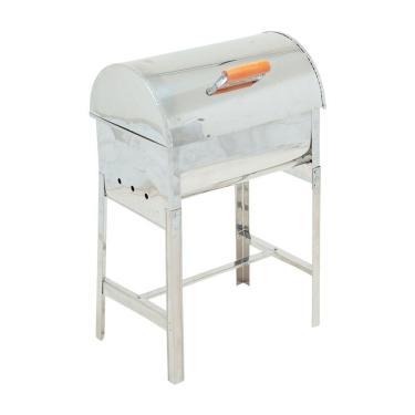 Imagem de Churrasqueira Mini A Bafo Inox Com Tampa E Alça De Madeira - Gudim