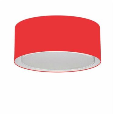 Imagem de Plafon Cilíndrico Duplo Vivare Md-3036 Cúpula Em Tecido 50x25cm - Bivolt Vermelho 127/220v