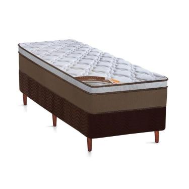 Imagem de Cama Box Solteiro: Colchão Molas Pocket Ensacadas Castor Revolution + Base Crc Suede Brown (88x188)