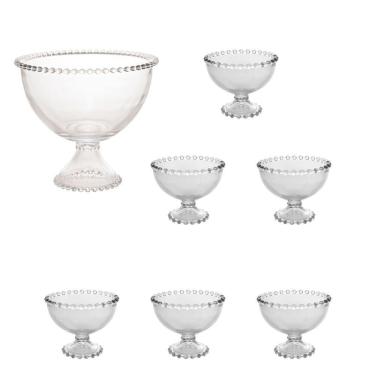Imagem de Combo Sobremesa - 1 Taça Grande + 6 Taças Pequenas Pearl Bolinha Wolff Transparente
