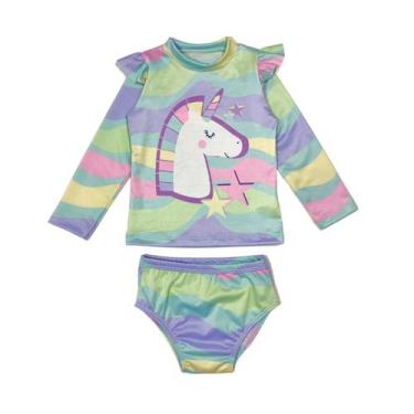Imagem de Roupa Praia Bebe Infantil Conjunto Praia Menina Proteção Uv - Fofotinh