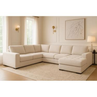 Imagem de Sofá de Canto Gênova Master Linha Alta 6 Lugares com Chaise Premium Molas Ensacadas - Magna Estofados