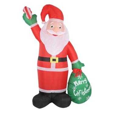 Imagem de shamjina Enfeite de Natal inflável de Papai Noel de 2,4 m, 110 V (EUA), para decoração de gramados, pátios e varandas. Adorável!
