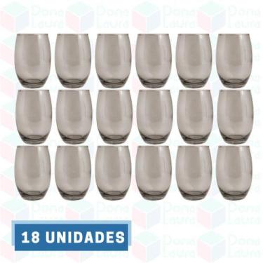 Imagem de 18 Copos Vidro Bellagio Redondo 450ml Grande Colorido Cinza - PRATICAS