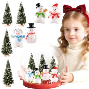 Imagem de Kits de enfeites de boneco de neve de Natal em miniatura para DIY pequenas estatuetas de Natal árvore boneco de neve decoração de mesa para decoração de mesa para jardim de fadas acessórios de