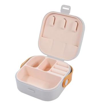 Imagem de Caixa de joias de viagem pequena para mulheres, mini itens essenciais de viagem, mini caixa de couro portátil para joias, anel de armazenamento, caixa de presente para mulheres, cinza