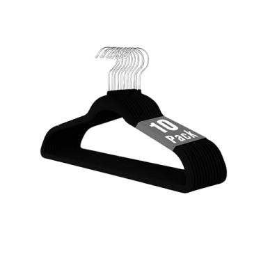 Imagem de Cabides Esseziale Luxe Premium Premium de Veludo Preto – Gancho Prateado Rotativo de 360° Slim Antiderrapante Cabides para Calças, Ternos, Casacos e Camisas – Cabides de Armário Fortes para Economia