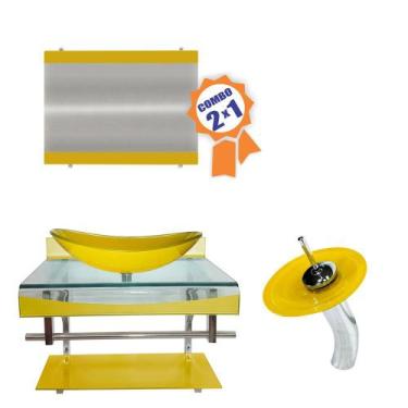 Imagem de Combo 2 em 1 - Gabinete 70cm Holanda + Torneira Ibiza - EKASA, Amarelo