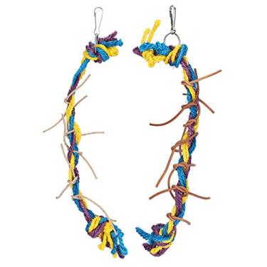Imagem de Phefop Brinquedo para Mastigar Pássaros, Corda de Couro Artificial, Brinquedos Multicoloridos de Três Contrastes para Papagaios, Escalada Interna e Jogo de Mastigação para Pássaros de Estimação