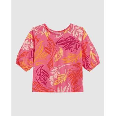 Imagem de Blusa Ampla Feminina Estampada Em Algodão - Malwee, Rosa, M