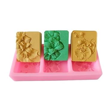 Imagem de Redxin Sabonete de silicone de flor de três furos, molde de vela, fabricação de sabão feito à mão, molde de processo DIY
