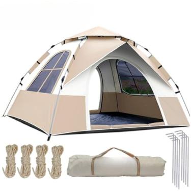 Imagem de Barraca de Camping，Barraca Camping Acampamento 3/5 Pessoas Automatica barraca de acampamento(bege)