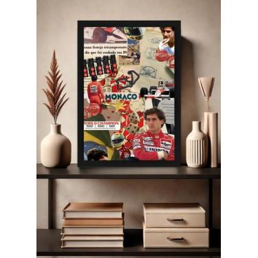 Imagem de Quadro Ayrton Senna Legado com Vidro e Moldura Preta Tam:A4 - Spark Lo