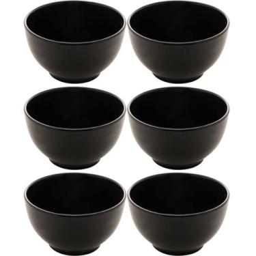 Imagem de 6 Tigelas de Cerâmica Pretas 680ml Bowls Sopas Restaurante Sushi Lyor