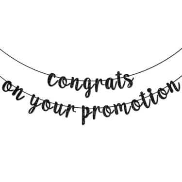 Imagem de Parabéns pela sua faixa de promoção, veja você recebendo decorações de festa promovidas, tão orgulhoso de você, decoração de promoção de trabalho, parabéns, suprimentos de decoração, glitter preto