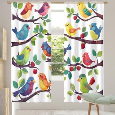 Imagem de 2 conjuntos de painéis de primavera animal colorido bonito cortinas transparentes arejadas com filtro leve painéis de cortina leve cortina de porta janela cortina para sala de estar, quarto, jantar