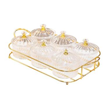 Imagem de MotiveTech Bandeja divisória para servir frutas secas, com vários compartimentos, ideal para nozes e doces, com tampa, perfeita para bancadas de hotéis e salas, Claro 6