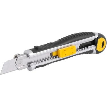 Imagem de Estilete Largo 18mm Corpo Metálico Com Guia Botão Trava E Pa - Vonder 