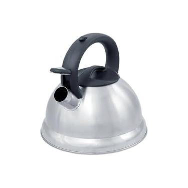 Imagem de Chaleira em Inox com Apito e Fundo Duplo para Indução – Prata: elegância, eficiência e segurança para sua cozinha!