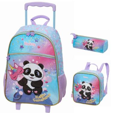 Imagem de Kit Mochila Lancheira e Estojo Pacific PackMe Panda Fantasy