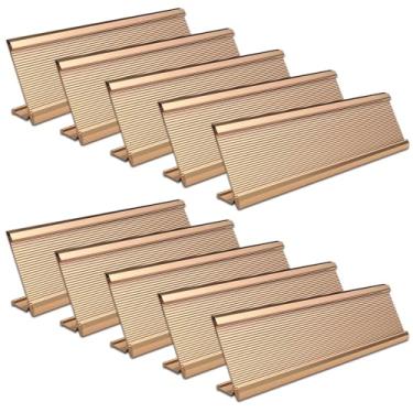 Imagem de Pacote com 10 suportes de placa de nome de mesa de alumínio de 5 x 20 cm, suporte de placa de nome de escritório para mesas, suporte de placa de escritório para conferências de escritório, sala de