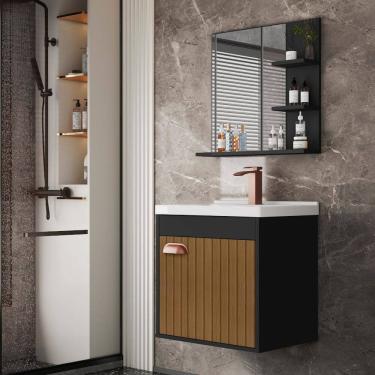 Imagem de Conj Para Banheiro Hercules Preto Ripado