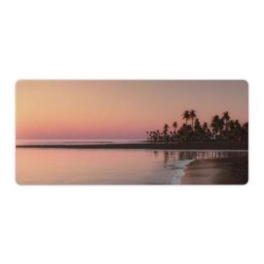 Imagem de FoRes Coastline Sunset Palm Trees Large Mouse Pads Gaming Antiderrapante Base de Borracha Tapete de Mesa Laptop Acessórios de Computador Suprimentos Bloco de Escrita para Escritório Casa 40 x 90 cm,